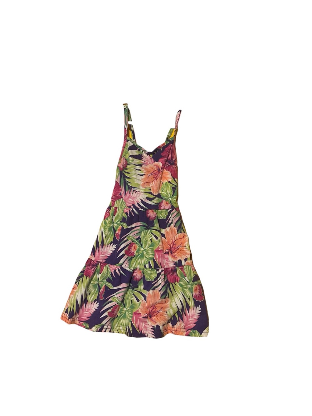 Place Tropical Floral Midi Dress - Purple, Green, Peach kids XS 4
